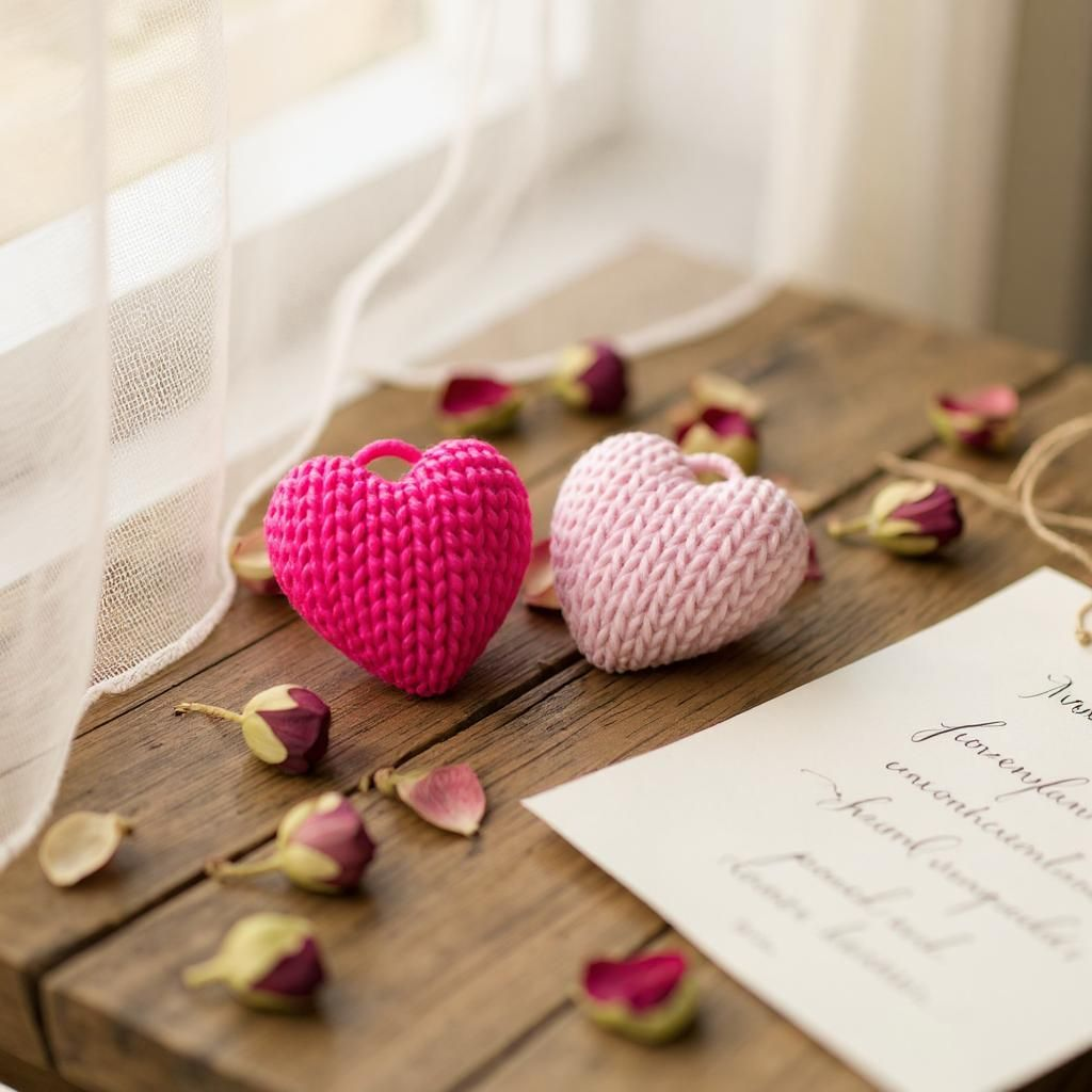Cute Knitted Heart Keychain (No Assembly)