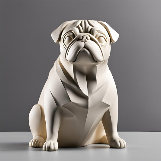 Minimalist Chubby Pug Sculpture, Chubby Pug Statue