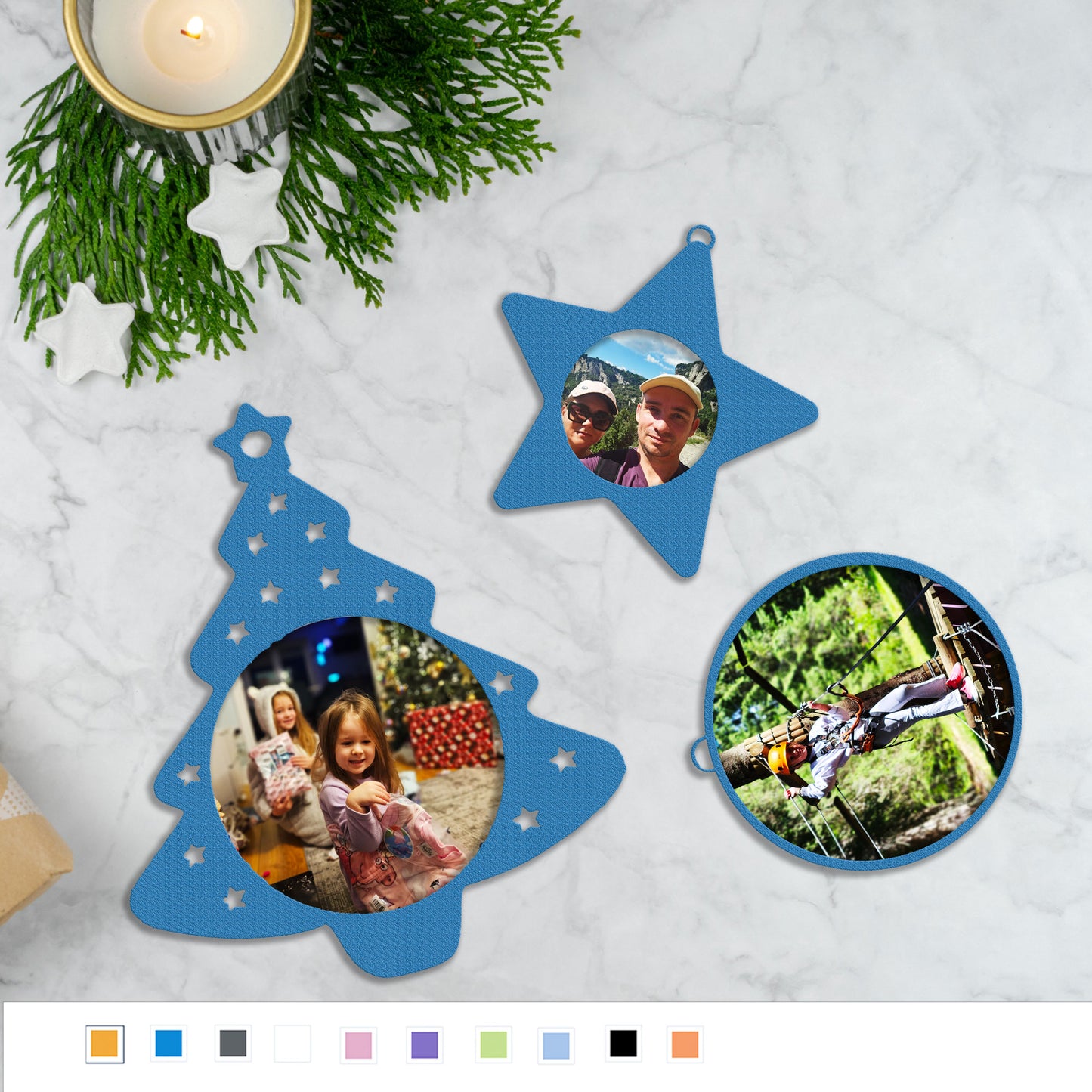 3-Piece Custom Photo Christmas Decoration Set