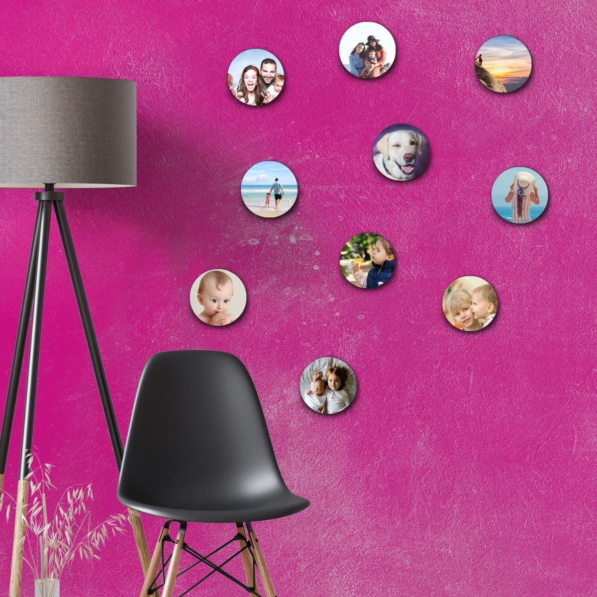 personalized Collage of 10 Round Photo Tiles