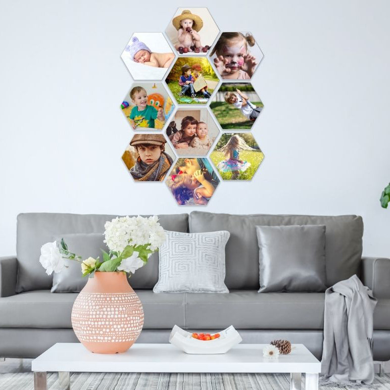 personalized 10 Hexagon Photo Tiles