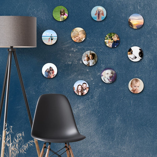 personalized Collage of 12 Round Photo Tiles