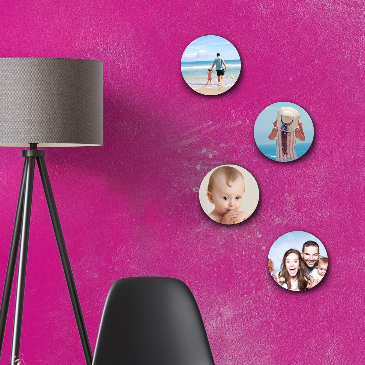 personalized Collage of 4 Round Photo Tiles