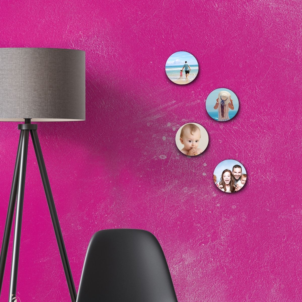 personalized Collage of 4 Round Photo Tiles