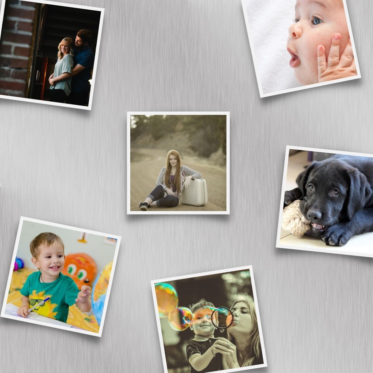 12 Square Fridge Magnets with white rim