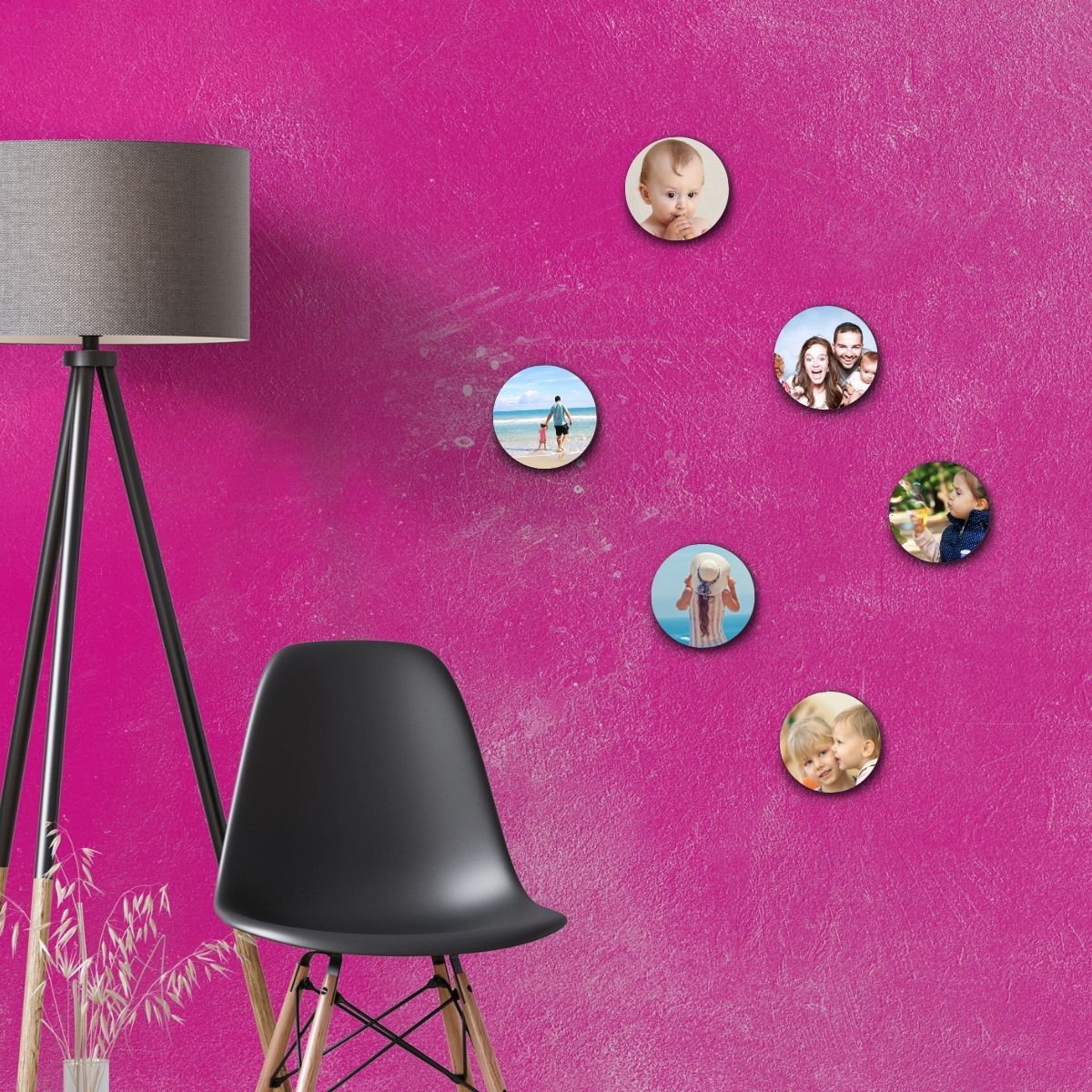 personalized Collage of 6 Round Photo Tiles
