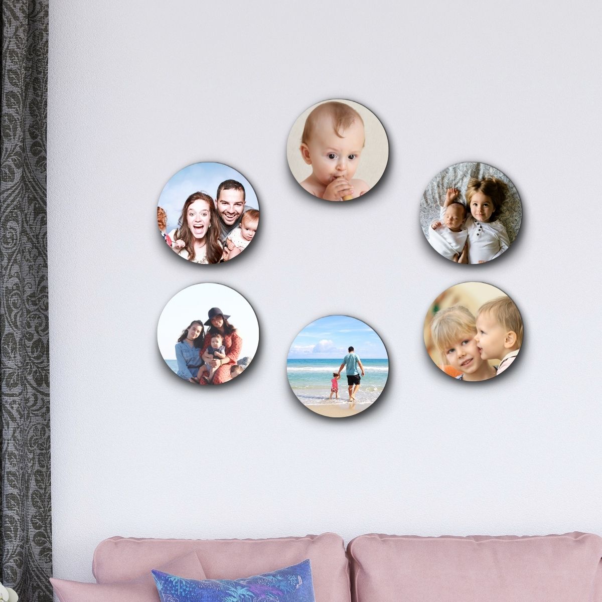  personalized Collage of 6 Round Photo Tiles