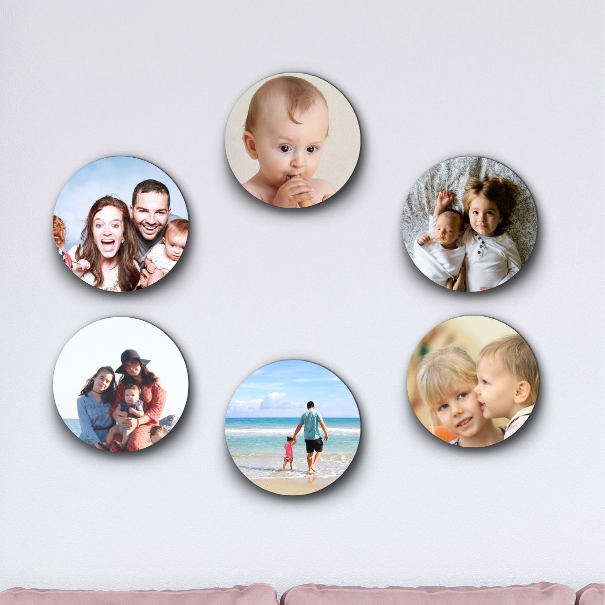 personalized Collage of 6 Round Photo Tiles