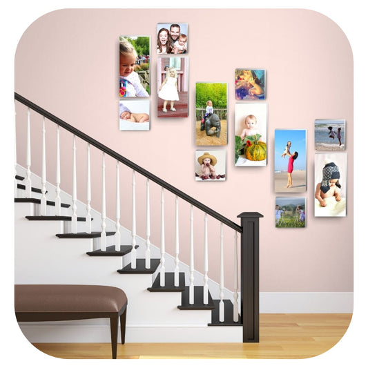 mix of 12 photo tiles in hallway