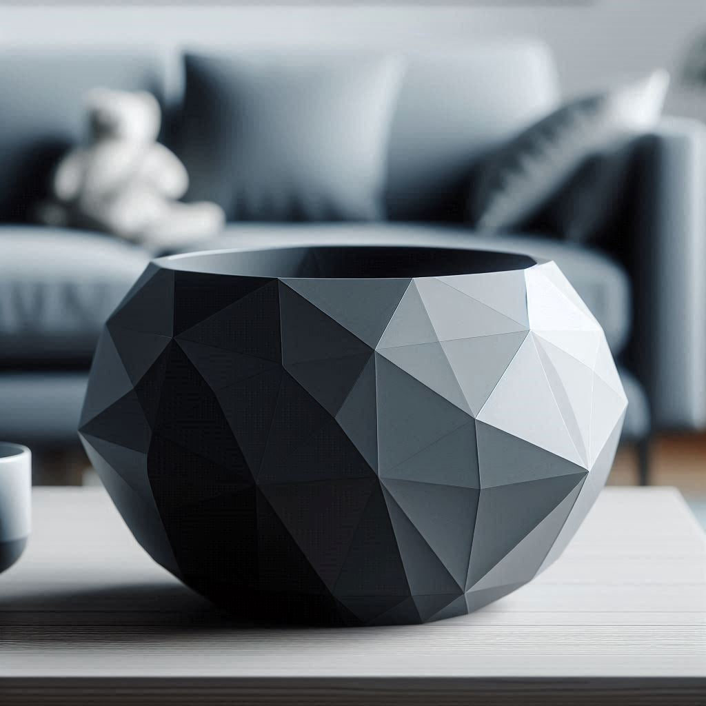 Low Poly Bowl Designer 'Cracked Stone'