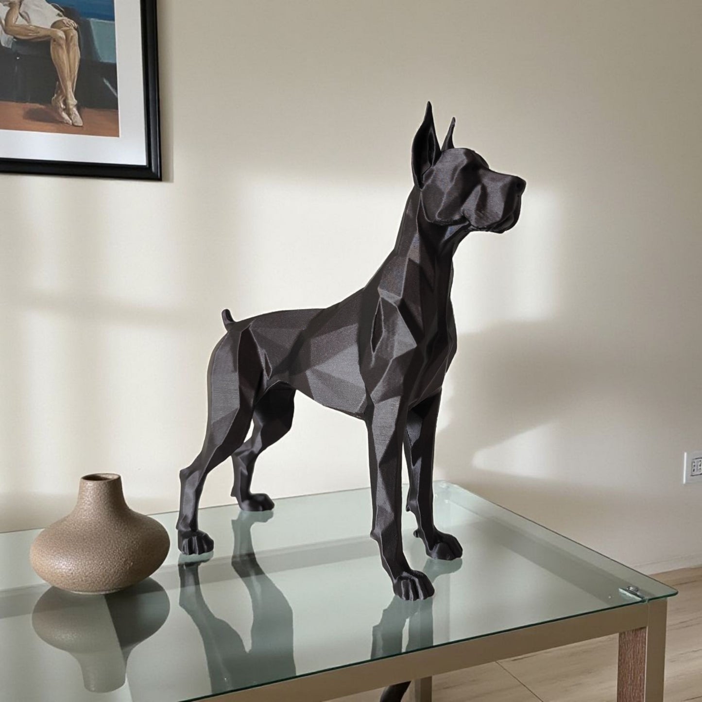 Guarding Low Poly Great Dane Sculpture