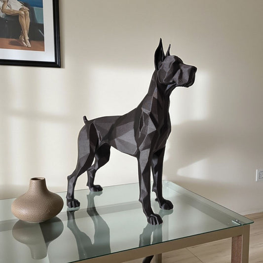 Guarding Low Poly Great Dane Sculpture