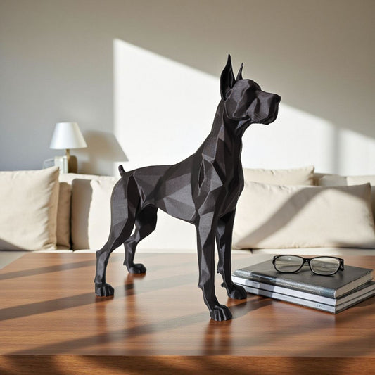 Guarding Low Poly Great Dane Sculpture