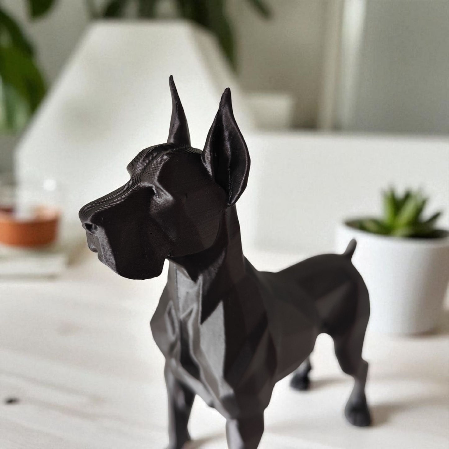 Guarding Low Poly Great Dane Sculpture