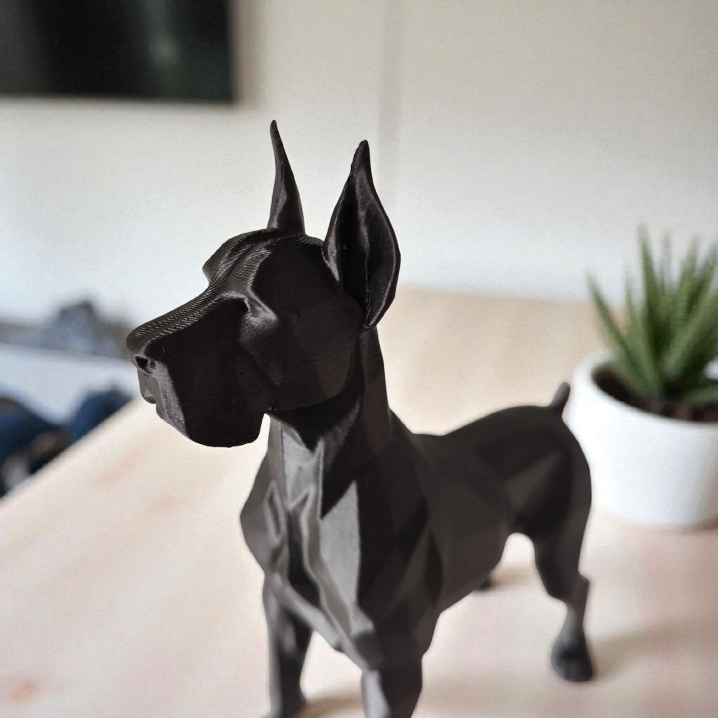 Guarding Low Poly Great Dane Sculpture