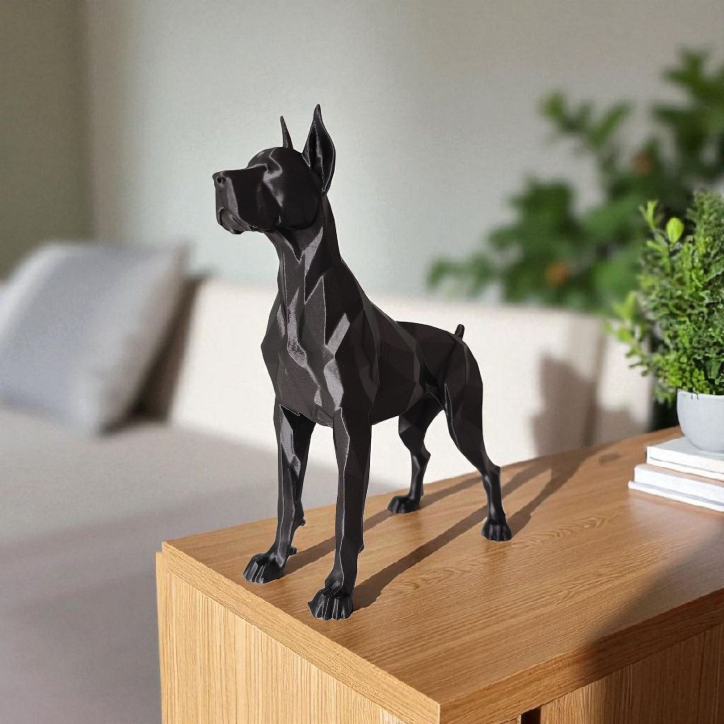 Guarding Low Poly Great Dane Sculpture