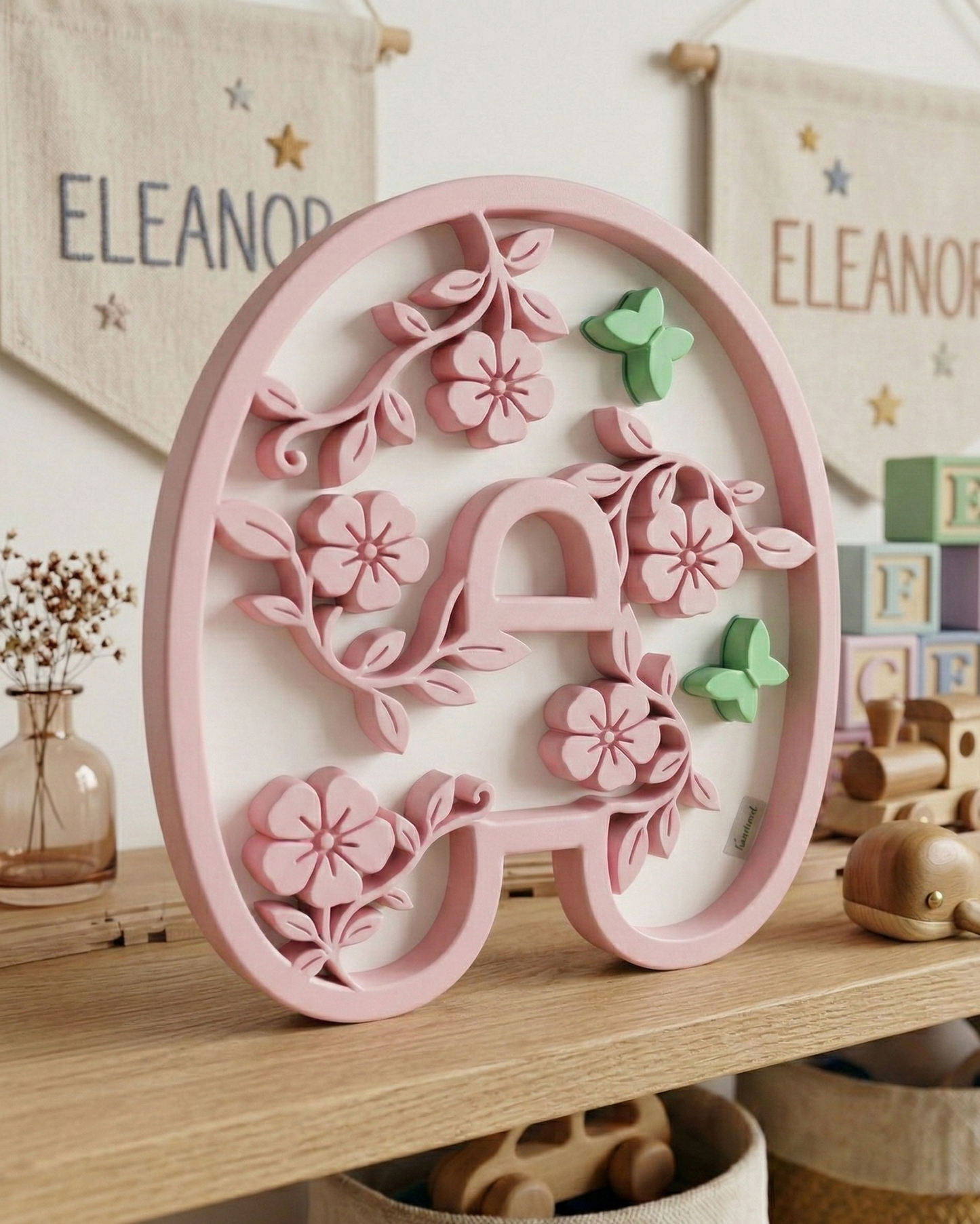 3D Floral Letter 'A' – Kids Room & Nursery Decor