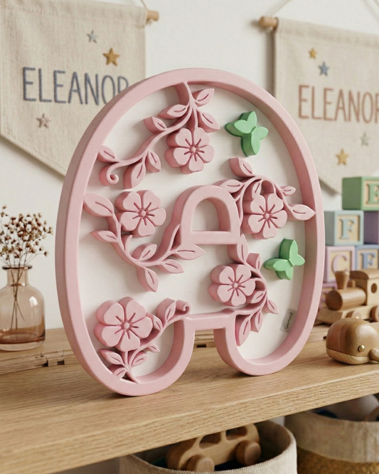 3D Floral Letter 'A' – Kids Room & Nursery Decor