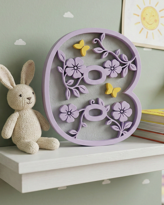 3D Floral Letter 'B' – Kids Room & Nursery Decor
