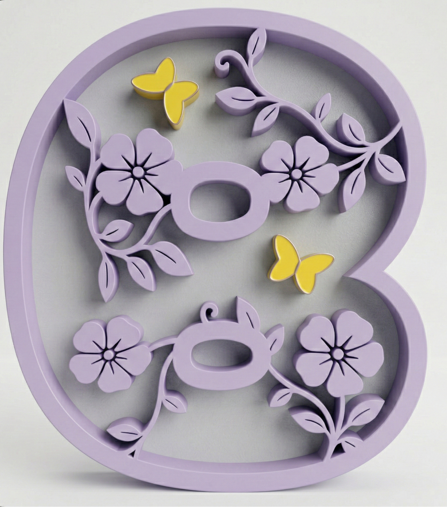 3D Floral Letter 'B' – Kids Room & Nursery Decor