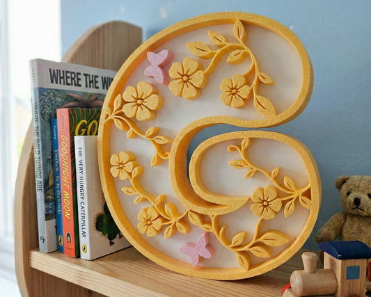 3D Floral Letter 'G' – Kids Room & Nursery Decor