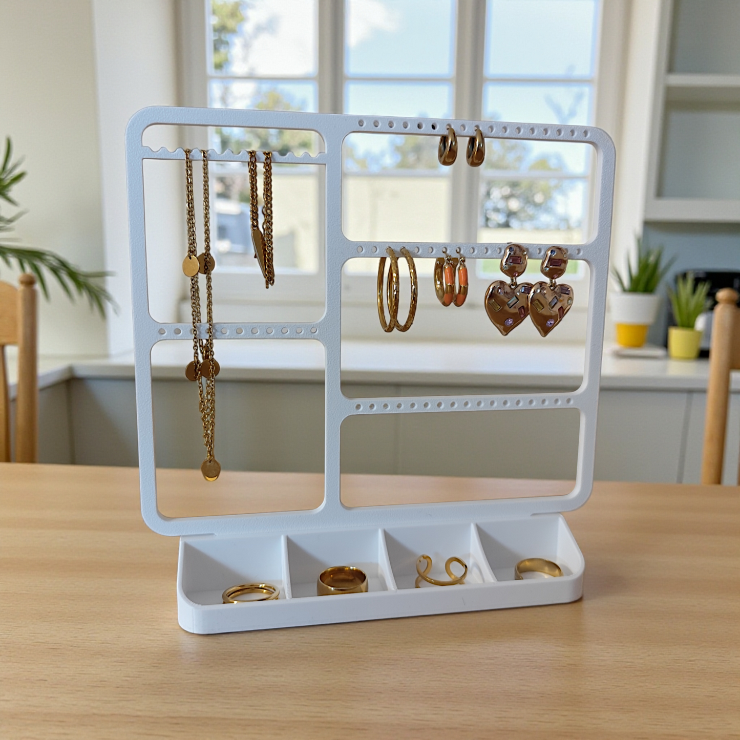 Jewelry organizer for earrings, rings & necklaces