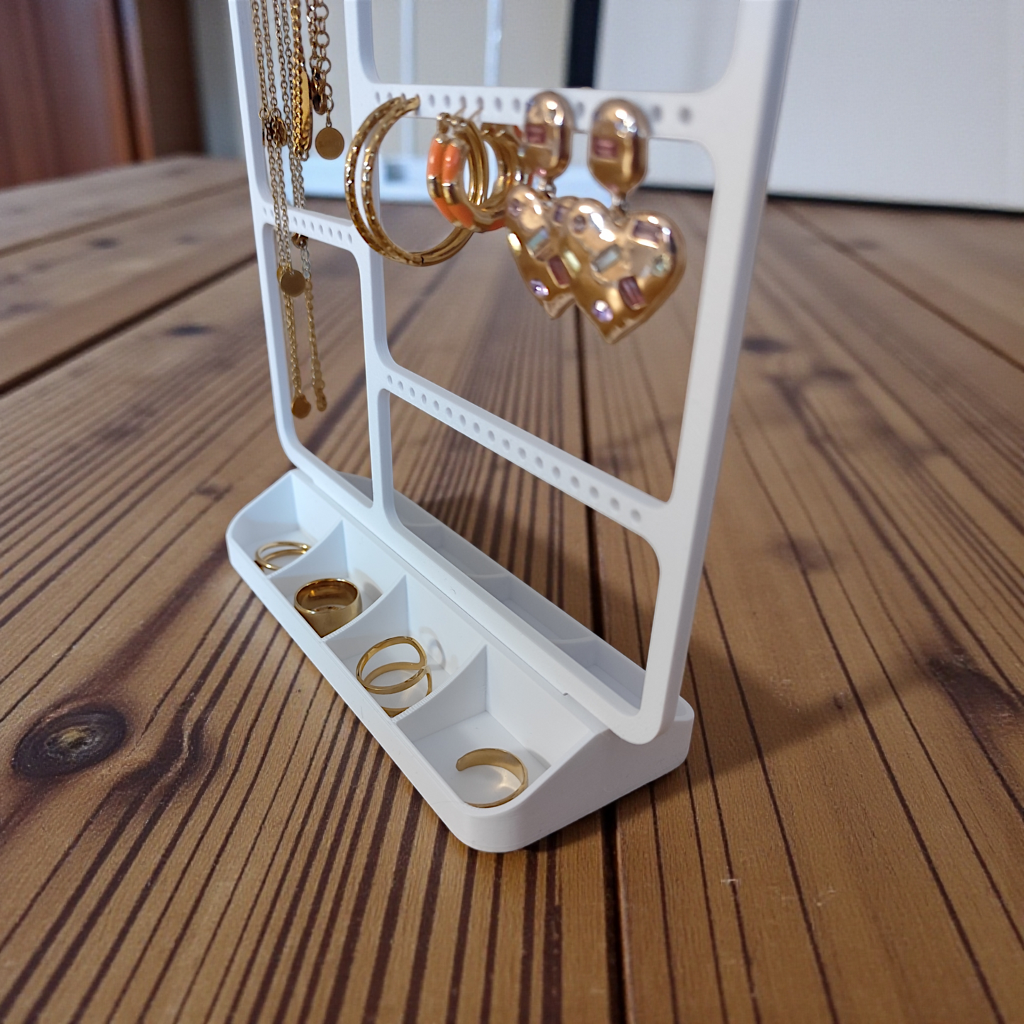 Jewelry organizer for earrings, rings & necklaces