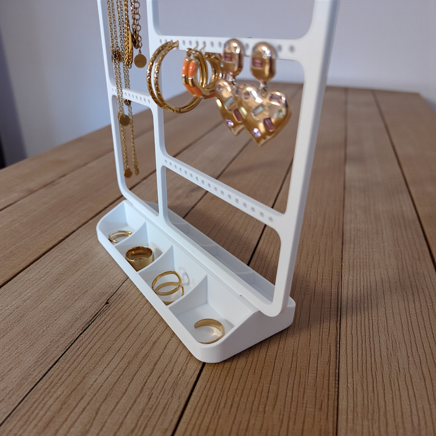 Jewelry organizer for earrings, rings & necklaces