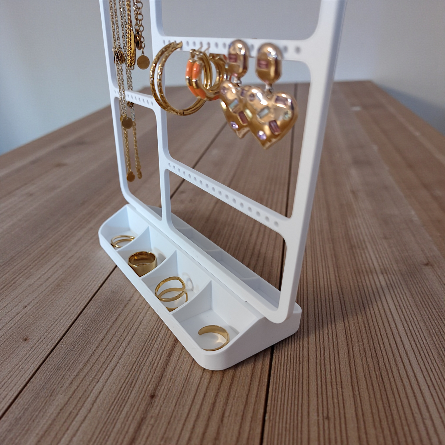 Jewelry organizer for earrings, rings & necklaces