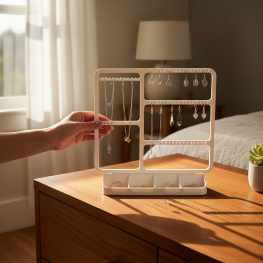 Jewelry organizer for earrings, rings & necklaces