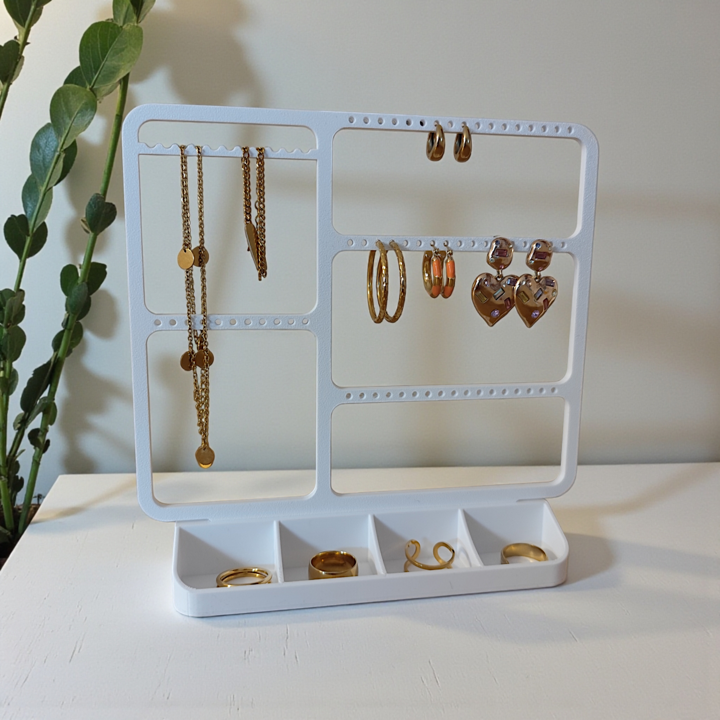 Jewelry organizer for earrings, rings & necklaces