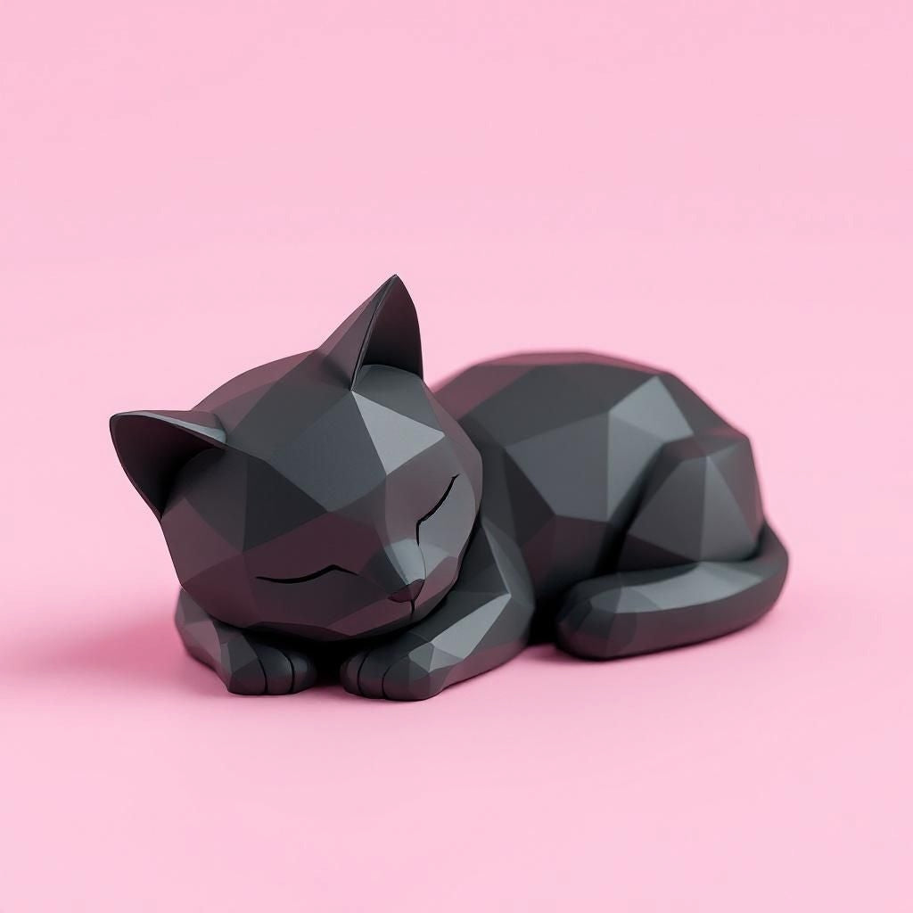 Cute Sleeping Low Poly Kitten