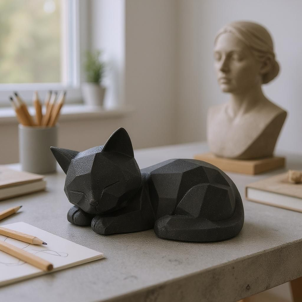 Cute Sleeping Low Poly Kitten