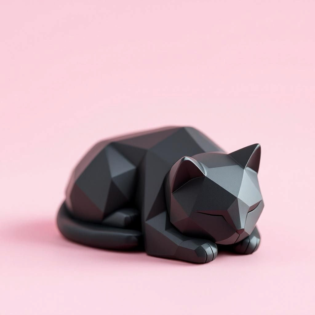 Cute Waiting Low Poly Kitten