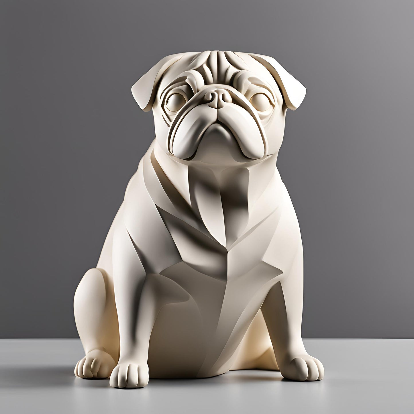 Minimalist Chubby Pug Sculpture, Chubby Pug Statue