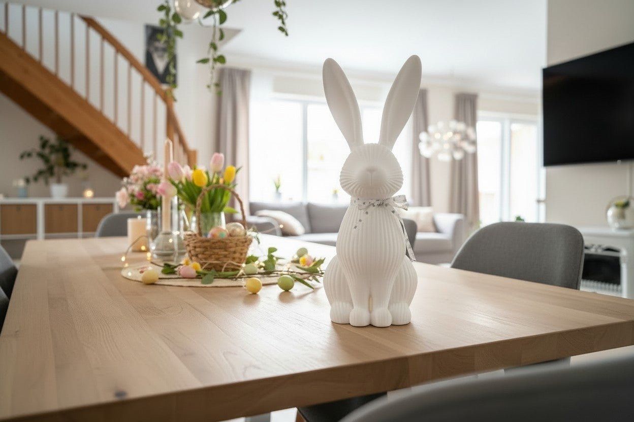 Modern ribbed Easter bunny decoration