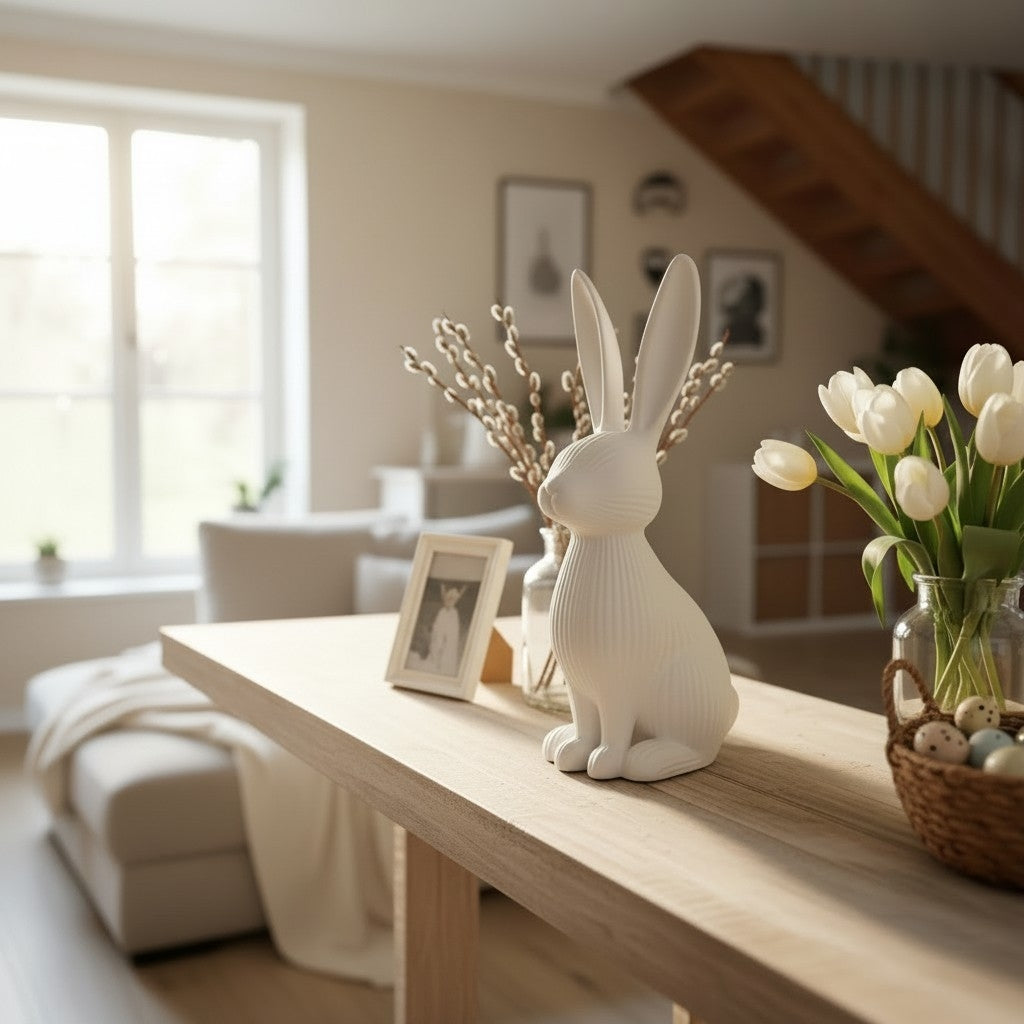 Modern ribbed Easter bunny decoration