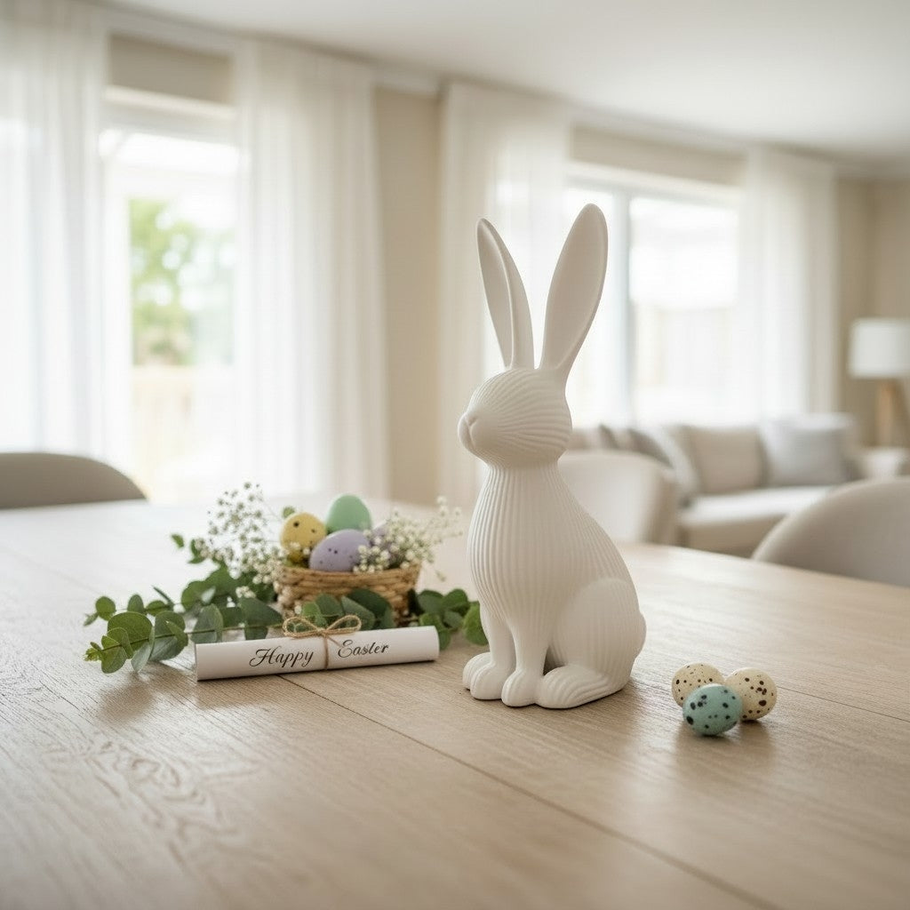 Modern ribbed Easter bunny decoration