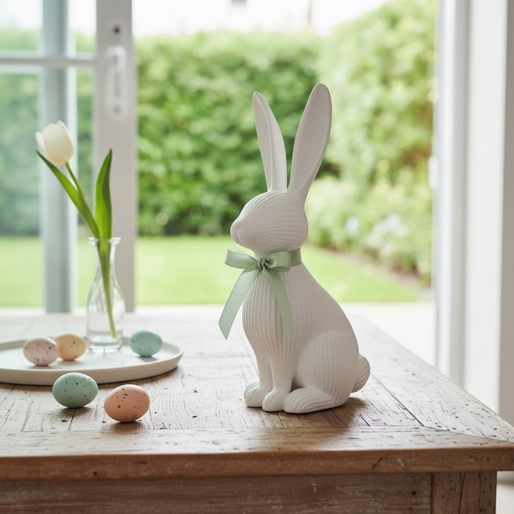 Modern ribbed Easter bunny decoration