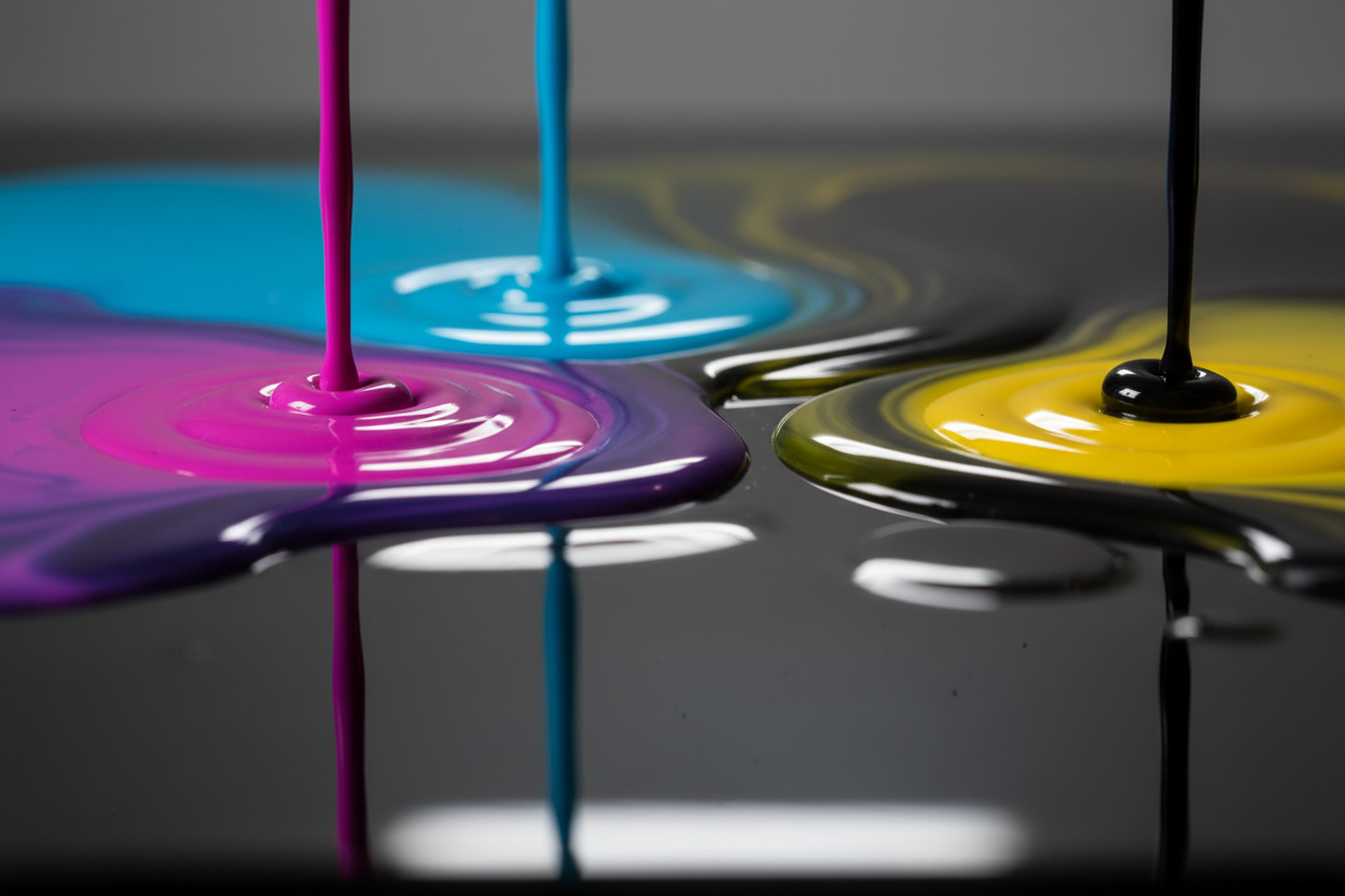 artistic image of pigment inks used in a printer