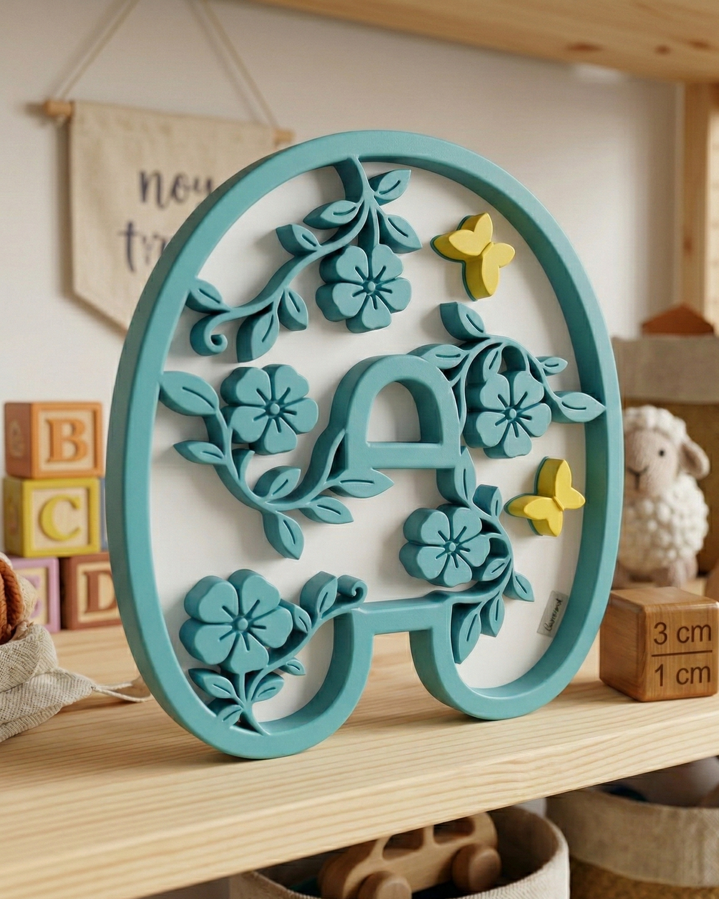 3D Floral Letter 'A' – Kids Room & Nursery Decor