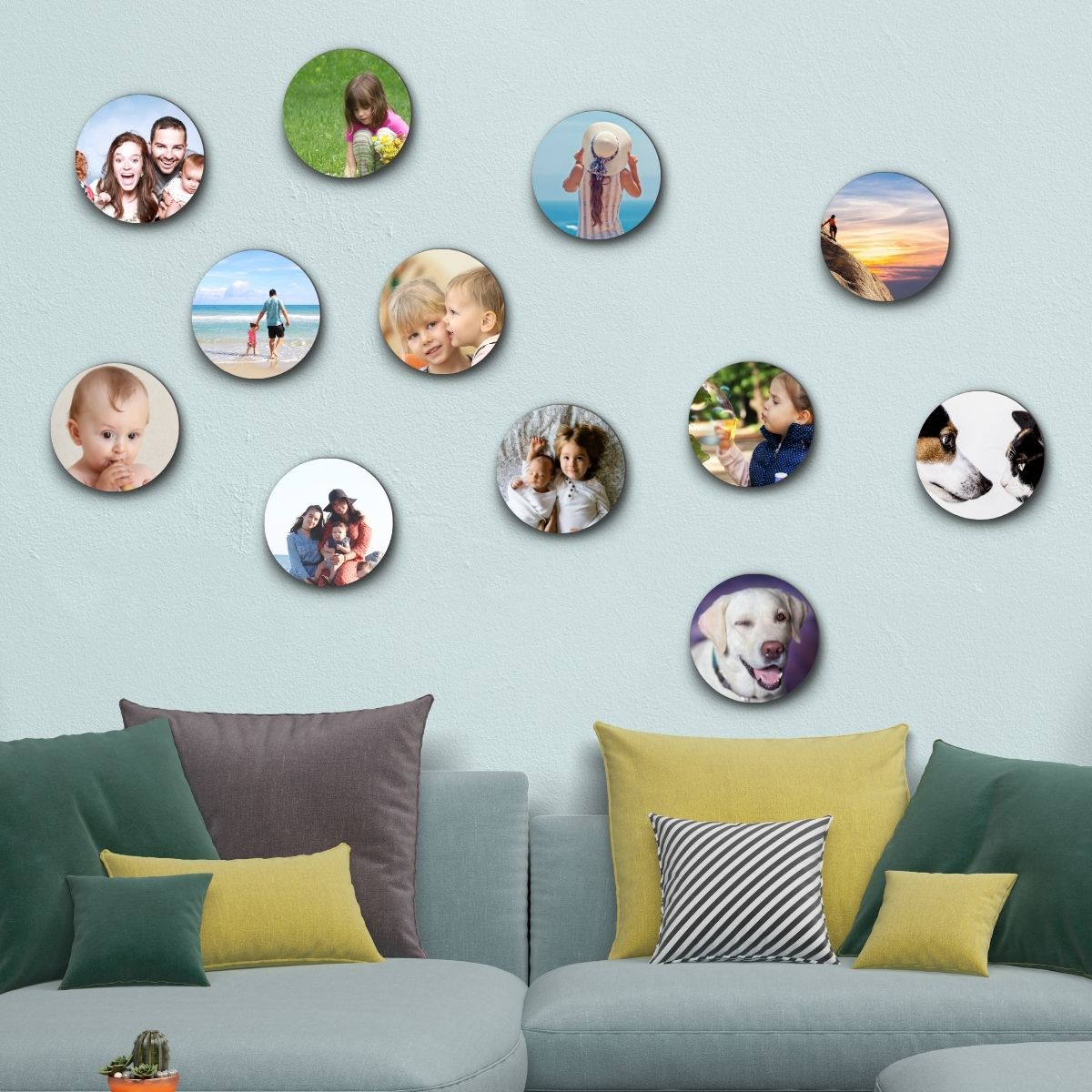  personalized Collage of 12 Round Photo Tiles