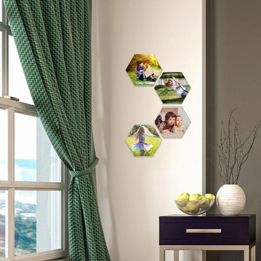  personalized 4 Hexagon Photo Tiles