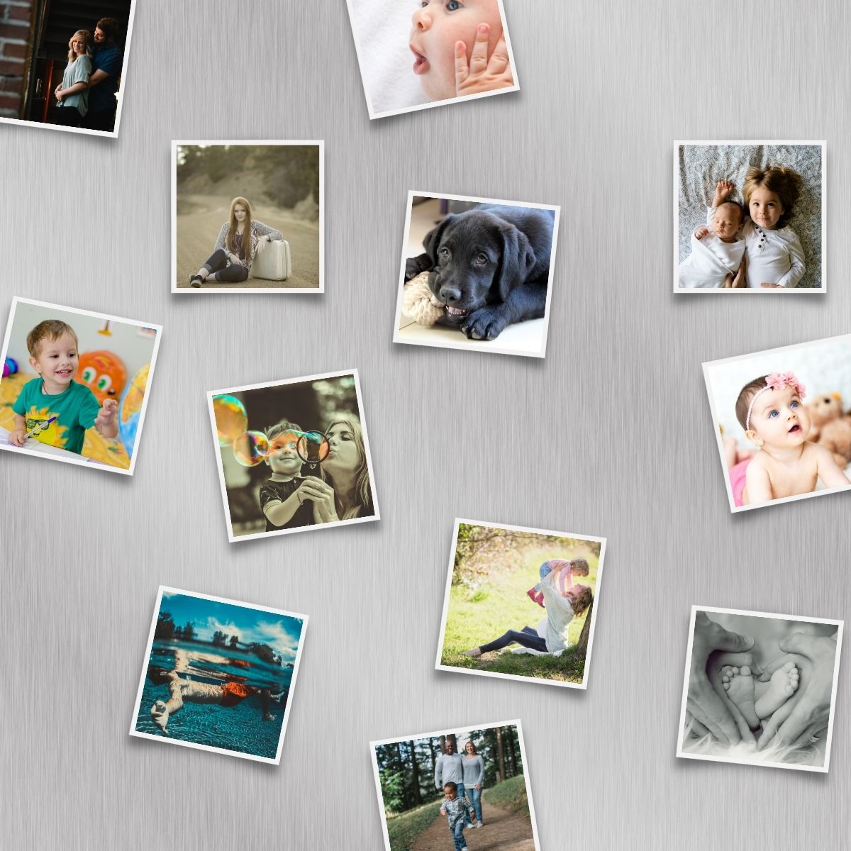 6 Square Fridge Magnets with white rim