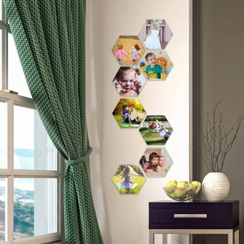  personalized 8 Hexagon Photo Tiles